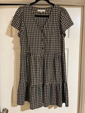 LOFT Plaid Tiered Dress